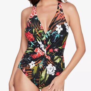 Magicsuit Muse Drew Tropical Floral Slimming One Piece Swimsuit Size 16